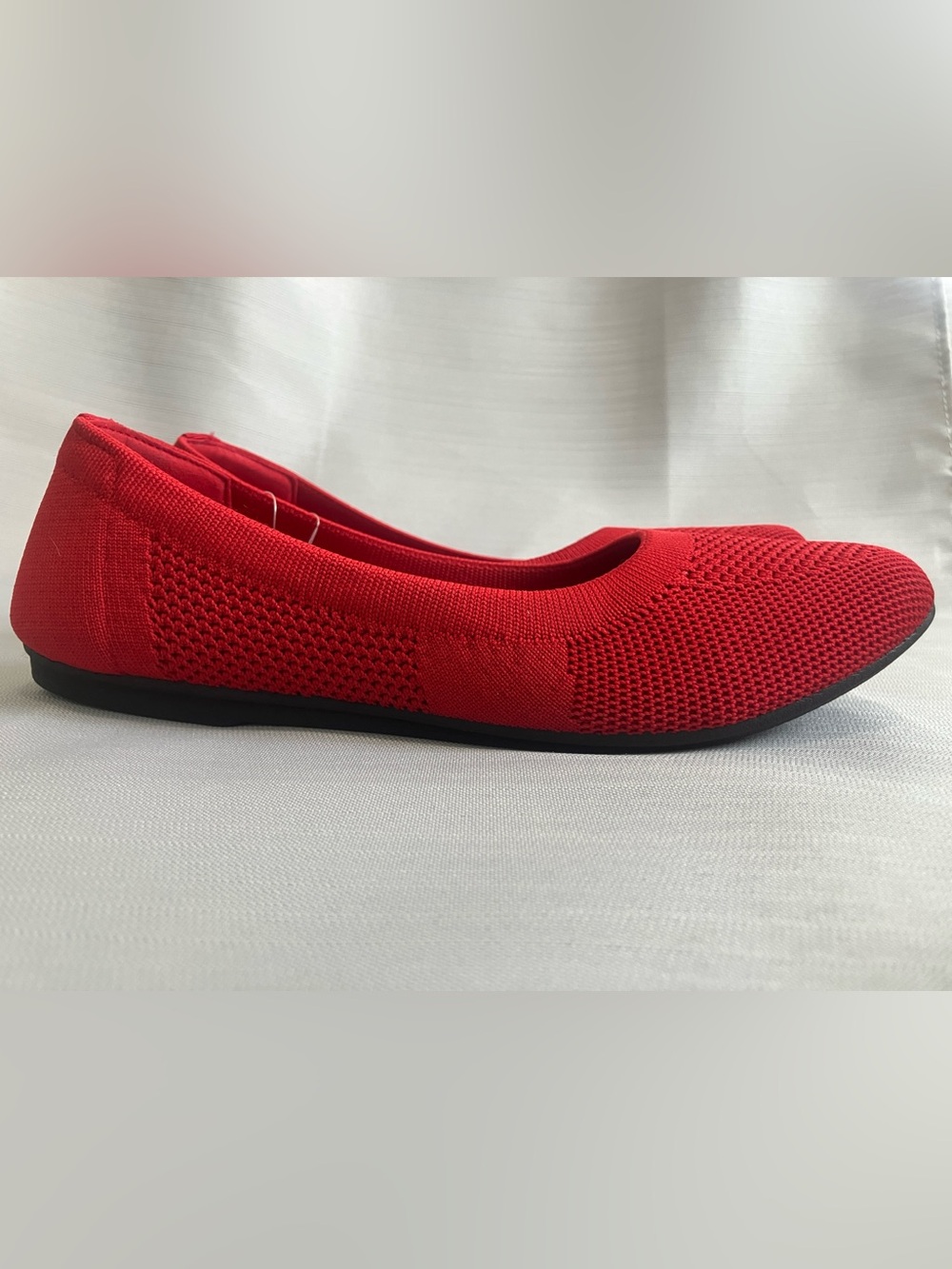 NWT Joe Fresh Red Knit Ballet Flats Size 7 | Lightweight Slip-On Shoes - Picture 4 of 11